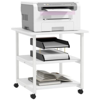 Support Imprimante 2 Niveaux EasyPAG – Métal Et Bois, Avec Tiroir – Rangement Bureau Compact