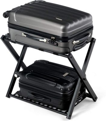 Byingo Porte-bagages En Acrylique Avec Barre De Soutien à Dossier Haut, Support Pliable Avec Sangles En Cuir Pour Chambre D'amis, Chambre à Coucher, Hôtel, Peut Supporter Jusqu'à 22,7 à 45,4 Kg