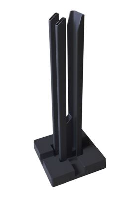 Support de fixation en acier H.40cm, base 15 x 15cm anthracite pour poteau universel de clôture, Neva Klikstrom