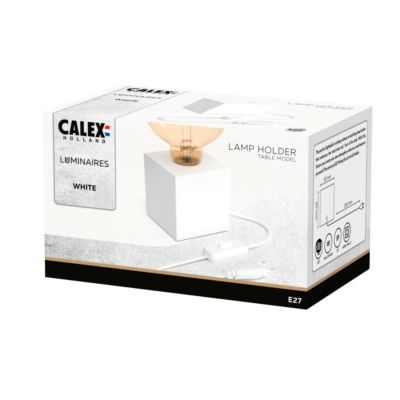 Support de lampe de table Holder blanc mat E27 40W IP44 H.8,5cm Calex