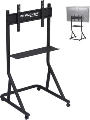 Support de moniteur pour simulateur de course , réglable en hauteur avec roulettes pour téléviseurs et moniteurs de 32 à 65 pouces