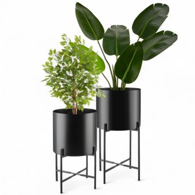 Set De 2 Pots Hya En Jacinthe D'Eau Avec Support Métal Noir - Atmosphera