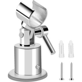Support de pommeau de douche mural chromé - Support de pommeau de douche réglable en acier inoxydable - avec vis