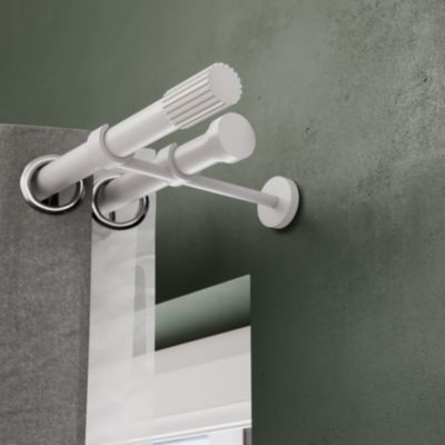 Support double tringle à rideau à percer Anafi métal blanc Ø19/28mm GoodHome