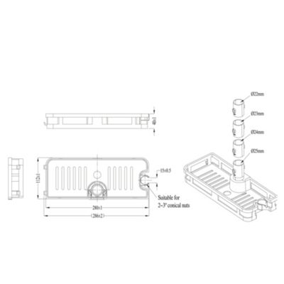 Support douchette/étagère pour barre de douche, noir, GoodHome