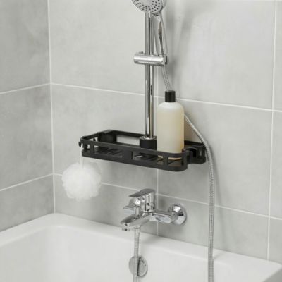 Support douchette/étagère pour barre de douche, noir, GoodHome