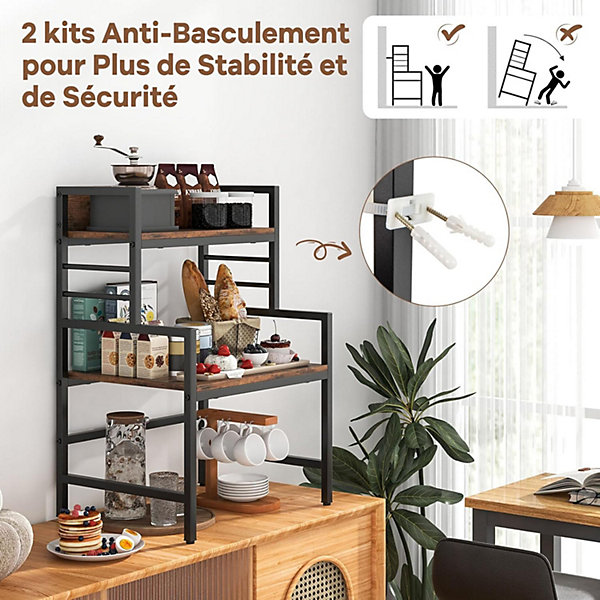 NETEL Support pour Micro-Ondes à 2 Niveaux - Organiseur avec Crochets NETEL Support pour Micro-Ondes à 2 Niveaux - Organiseur avec Crochets