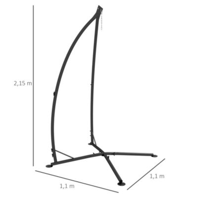 Support fauteuil suspendu - pied fauteuil suspendu - H. 215 cm - charge max. reco. 130 Kg - métal noir