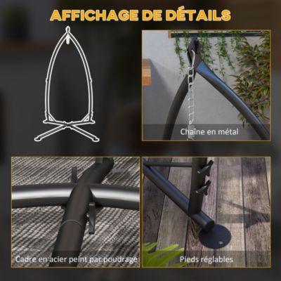 Support fauteuil suspendu - pied fauteuil suspendu - H. 215 cm - charge max. reco. 130 Kg - métal noir