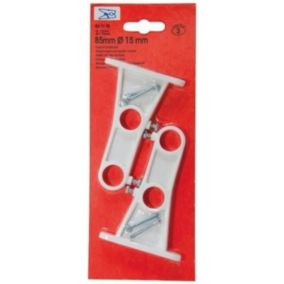 Support - lot de 2 - blanc - plastique double - 85 mm