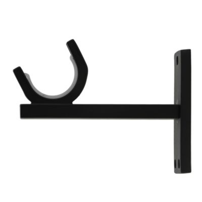 Support métallique ouvert tringle à rideau Easy fox noir Ø28mm L.80mm Mobois