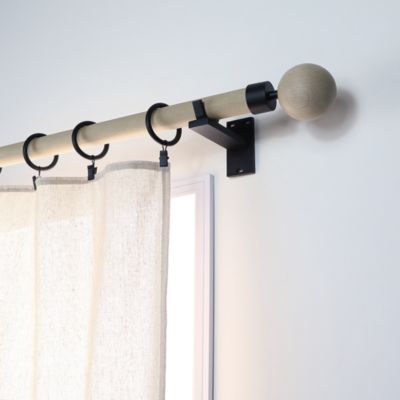 Support métallique ouvert tringle à rideau Easy fox noir Ø28mm L.80mm Mobois