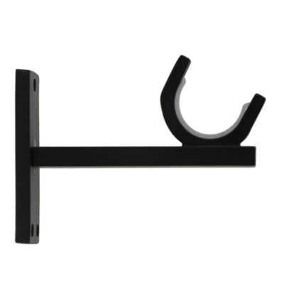 Support métallique ouvert tringle à rideau Easy fox noir Ø28mm L.80mm Mobois