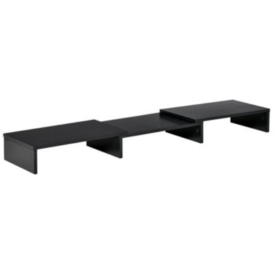 Support moniteur réhausseur d'écran extensible réglable orientable effet bois noir