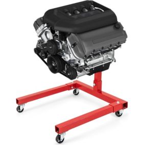Support Moteur Atelier Levage Charge 340kg avec Roues Tête Rotative Bras Réglables Support Moteur en Métal Robuste Rouge