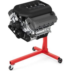Support Moteur Atelier Levage Charge 340kg Roues Tête Rotative Bras Réglables Support Moteur en Métal Robuste Rouge Forme T