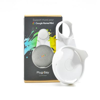 Support mural PlugnSay pour Google Home mini en plastique blanc