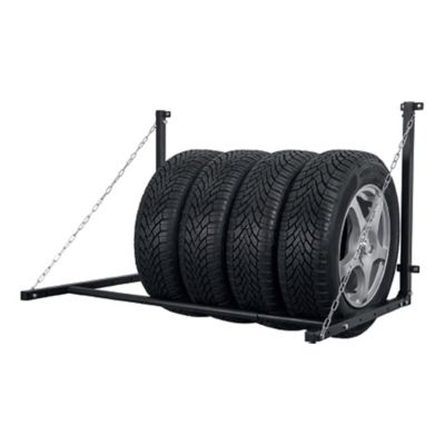 AUFUN Support Mural pour 4 pneus, Charge maximale 25 kg, , Support de Pneu  en Acier pour pneus, Garage, Noir