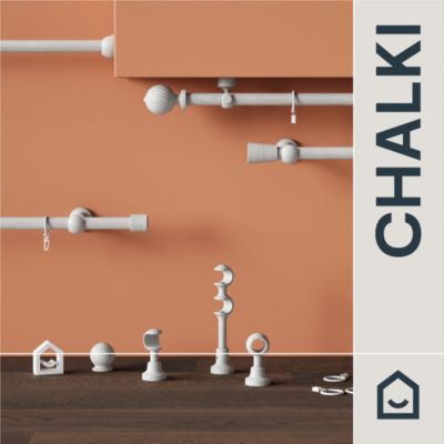 Support oeil tringle à rideau fixation plafond Chalki bois de frêne blanc Ø28mm GoodHome