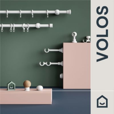 Support oeil tringle à rideau fixation plafond Volos bois de hêtre blanc Ø28mm GoodHome