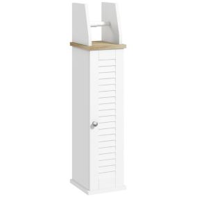 Support papier toilette - porte-papier toilette - 2 niveaux, porte-papier - MDF blanc aspect bois clair