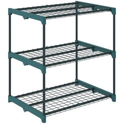 Support à plantes à 3 niveaux, 72 cm de hauteur, pour l'intérieur et l'extérieur, étagère en acier, vert foncé