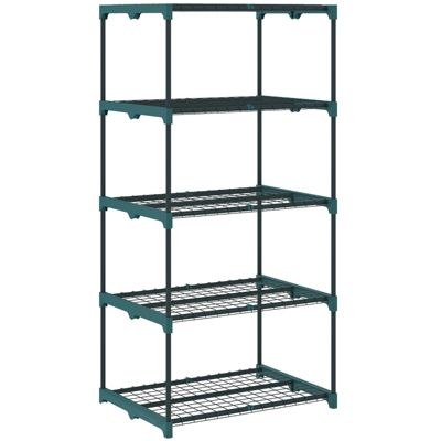 Support à plantes à 5 niveaux, 138 cm de hauteur, pour l'intérieur et l'extérieur, étagère en acier, vert foncé