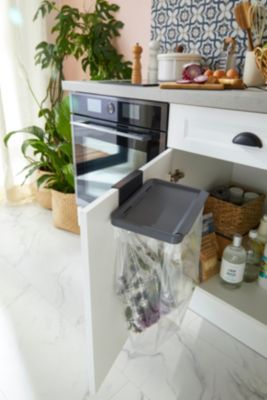 Support porte de placard pour sacs poubelles Kora GoodHome gris anthracite