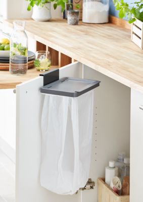 Support porte de placard pour sacs poubelles Kora GoodHome gris anthracite