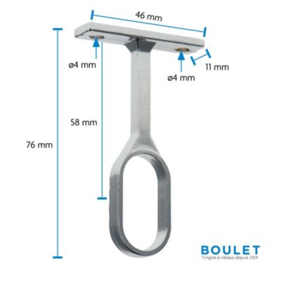 Support pour Barre de penderie Ovale en Acier Chromé Diam.30x15mm - Boulet