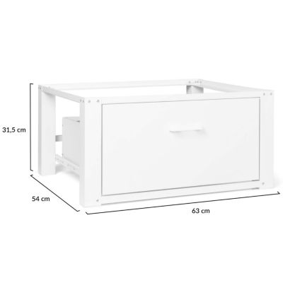 Support pour machine à laver 63 x 54 cm socle réhausseur en métal avec tiroir