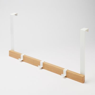 Support pour porte bois naturel et blanc métal + 3 crochets métal blanc Nantua GoodHome