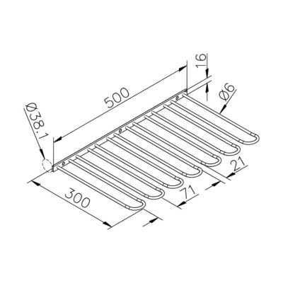Support pour verre - 6 branches - Lg 500 mm - aspect laiton poli