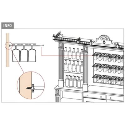 Support pour verre - 6 branches - Lg 500 mm - aspect laiton poli