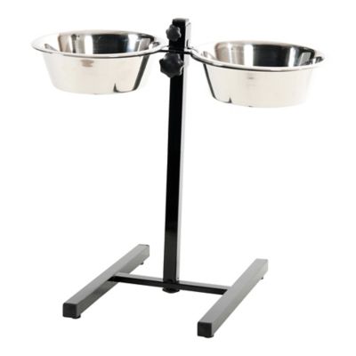Support réglable pour 2 bols 2,5L en inox pour chiens