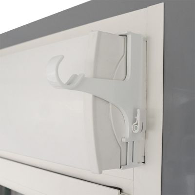 Support sans perçage, Tringle à  rideau, pour Coffre de Volet Roulant, Blanc, Extensible 14 à  24 cm, D.20 à  28 mm