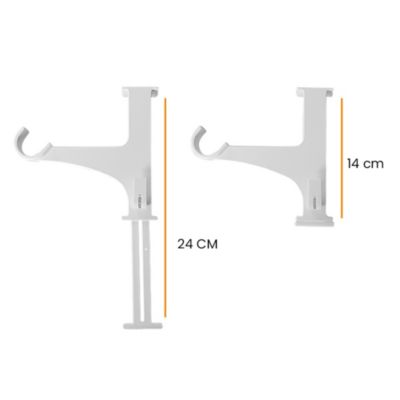 Support sans perçage, Tringle à  rideau, pour Coffre de Volet Roulant, Blanc, Extensible 14 à  24 cm, D.20 à  28 mm