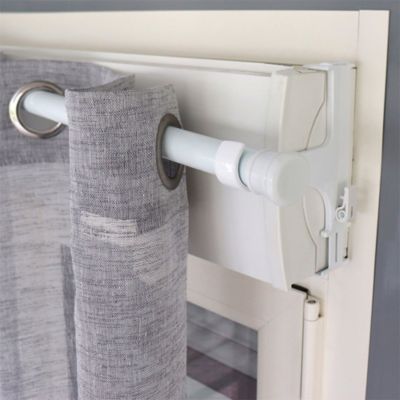 Support sans perçage, Tringle à  rideau, pour Coffre de Volet Roulant, Blanc, Extensible 14 à  24 cm, D.20 à  28 mm