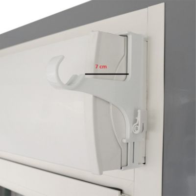 Support sans perçage, Tringle à  rideau, pour Coffre de Volet Roulant, Blanc, Extensible 14 à  24 cm, D.20 à  28 mm