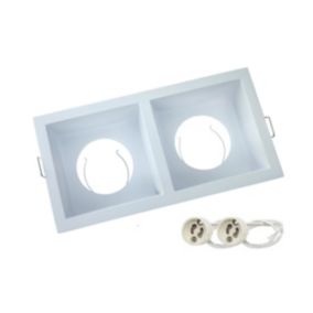 Support Spot Encastrable aluminium Blanc, pour ampoule GU10 x 2 rectangulaire