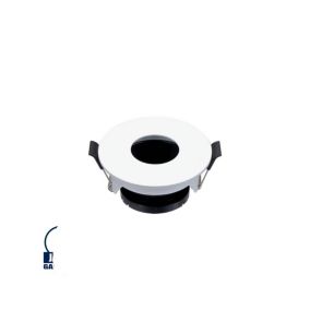 Support Spot Encastrable Blanc et Noir Rond 83mm 1xGU10 Max 35W avec Réflecteur Rond : Inclinable