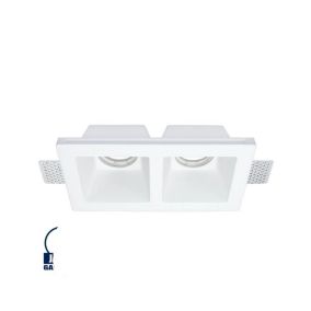 Support Spot Encastrable Blanc Rectangulaire Largeur 118mm 2xGU10 Max 35W