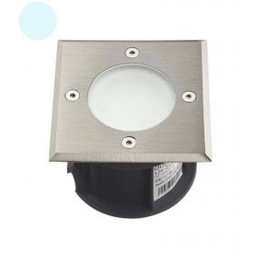 Support Spot Encastrable Sol Blanc du Jour 6000K 2W DC12V étanche IP67 Carré - percage 85mm Diffuseur Dépoli