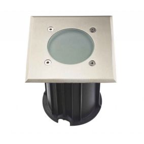 Support Spot Encastrable Sol GU5.3 MR16 DC12V étanche IP67 Carré - perçage 98mm Diffuseur Dépoli