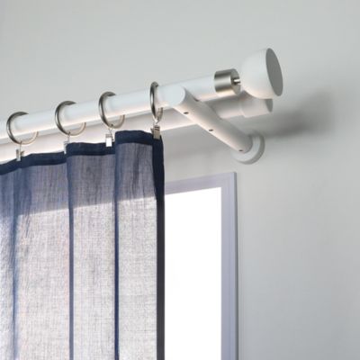 Support tige double ouvert tringle à rideau bois de hêtre blanc Ø28mm L ...
