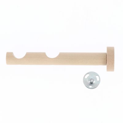 Support tige double tringle à rideau bois de hêtre beige Ø28mm L.130 ...