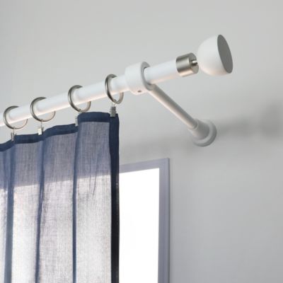 Support tringle à rideau bois de hêtre blanc Ø28 cm L.100/300mm Mobois