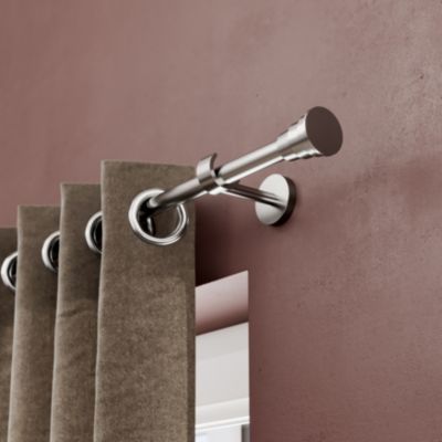 Support tringle à rideau court à percer Athens métal gris chromé Ø19mm GoodHome