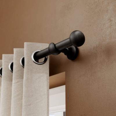 Support tringle à rideau court à percer Limia bois de hêtre noir Ø28mm GoodHome