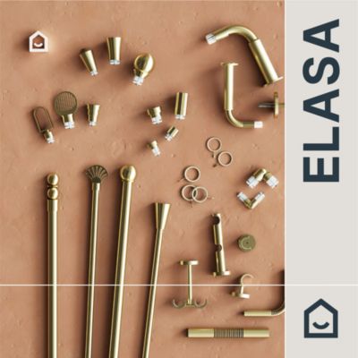 Support tringle à rideau extra court à percer Elasa métal doré Ø19mm GoodHome